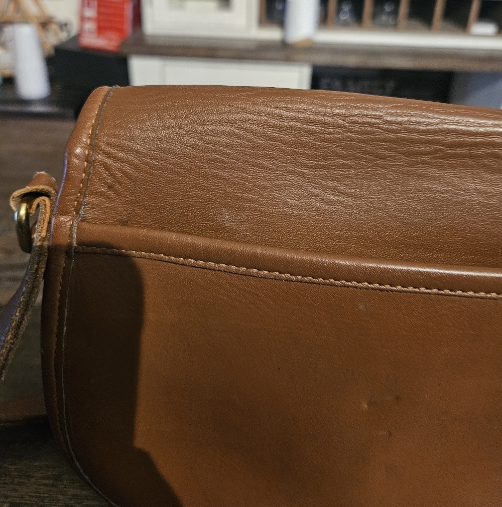 Coach 1990's Vintage British Tan Leather Sm Prairie Crossbody Bag 9954 - Picture 7 of 16